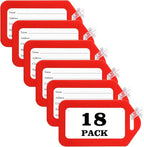 18 Pack Luggage Tag Bright Luggage Tags for Suitcases Bag Tags Name Tags for Kids Travel Accessories Must Haves by Sodsay (Red)