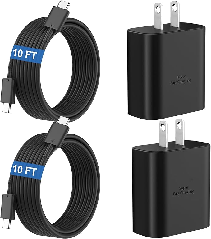 45W Super Fast Charger USB C Android Phone Type C Charger Fast Charging Block with 10FT Cord for Samsung Galaxy S26/S26 Ultra/S26+/S25 Ultra/S25/S24 Ultra/S24/S23 Ultra/S22/S21/S20/Note 10, Black