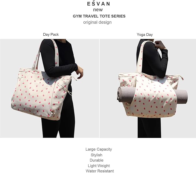 ESVAN Corduroy Yoga Tote Bag Gifts for Women Drawstring Yoga Mat Bag for Office Workout Travel Carryall Pilates Gym