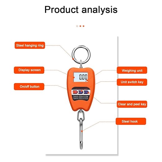 Luggage Weight Scale, Portable Electronic Luggage Scale Multifunctional Digital Scales LCD Display Travel High Accurate Handheld Weighing Tool,for Travel(Orange)