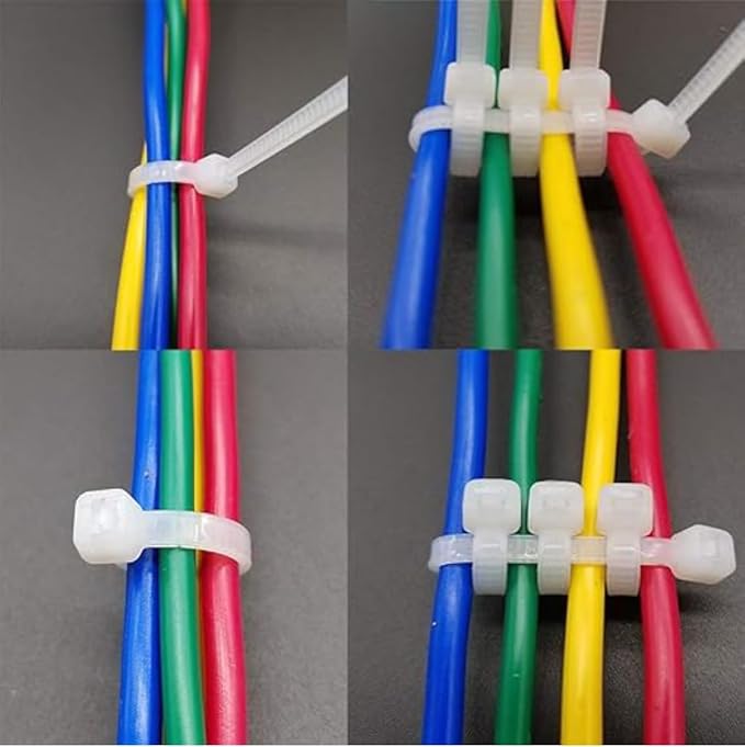 1000pcs Small White Zip Ties 4 Inch, Mini Cable Ties Tiny Zipties 4 In Micro Self Locking Plastic Clear Tie Wraps Thin Wire Ties for Cable Management