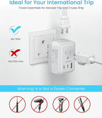 1 Pack US to India Plug Adapter, VINTAR Foldable India Power Adapter with 2 Outlets and 3 USB Ports(2 USB C), 5 in 1 Type D Plug Adapter for US to India Bangladesh Maldives Pakistan Sri Lanka