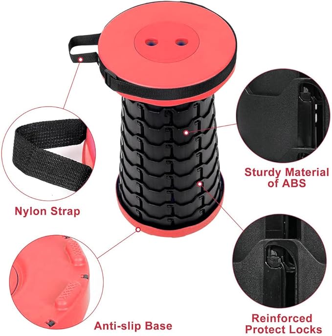 VOLIXOD Foldable Telescoping Stool Portable, Retractable Stool for Adults, Upgraded Collapsible Folding Seats with Load Capacity 550lbs, Camping Stools for Adults