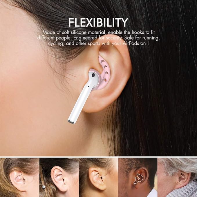 AhaStyle 3 Pairs AirPods Ear Hooks Cover Silicone Accessories Compatible with Apple AirPods and EarPods Headphones(Pink)