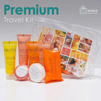 World Amenities Nectar Mini Travel Size Toiletries Bathroom Kit | Sweet Orange Blossom| Shampoo, Conditioner, Body Wash, Lotion, Two Round Cleansing Bars and Body Bar