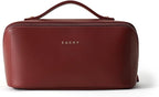 EACHY Travel Makeup Bag, Large Capacity Cosmetic Bag for Women, Waterproof PU Leather, Flat Open Portable Toiletry Bag for Skincare, Brushes & Travel Essentials