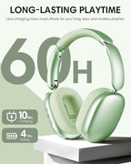 Wentronic Y02 Active Noise Cancelling Headphones, Wireless Over-Ear Bluetooth 5.4 Headphones, Multiple Modes, 60H Playtime, Hi-Res Audio, Big Bass, Foldable Lightweight for Travel Home Office, Green