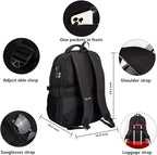 SHRRADOO Anti Theft Laptop Backpack Travel Backpacks with Combination Lock for Women Men College Backpack Computer Bag Fits 17 Inch Laptop,Black
