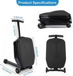 Scooter Suitcase Carry On Hardshell Ride On Suitcase Scooter for Kids Age 4-15, Multifunctional Ride On Lightweight Kids Luggage with Wheels(Black)