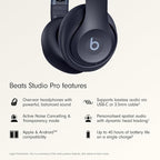 Beats Studio Pro Premium Wireless Over-Ear Headphones- Up to 40-Hour Battery Life, Active Noise Cancelling, Great for Travel & Commuting, USB-C Lossless Audio, Apple & Android Compatible - Navy