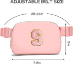 Gitus Belt Bag Fanny Pack Crossbody Bags with Initial Letter Patch Cute Stuff Birthday Gifts for Teenager Girls Trendy Preppy Stuff for Teen Girls Cool Stuff for Teens (Light Pink-S)