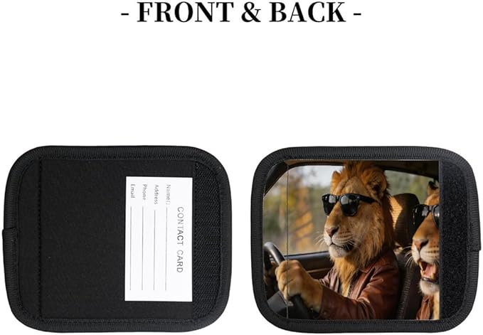 2 Pack Luggage Handle Wrap with Travel Tags - Non-Slip Protective Cover Soft Handle Grips Covers for Suitcase(Funny Lions)