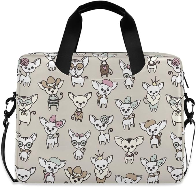 Laptop Bag 15.6 inch, Waterproof Laptop Case with Strap, Protective Laptop Carrying Case for Women & Men, Cute Chihuahua Dogs