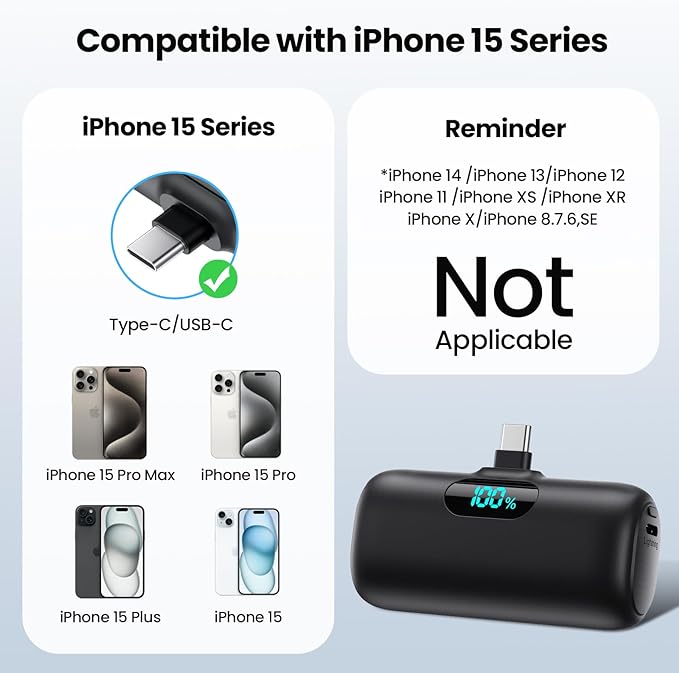 [2 Pack]Mini Portable Charger Power Bank for iPhone 17/16/15 Series,5000mAh PD USB C Cell Phone Portable Power,Travel Essentials Battery Pack for iPhone 17/17 Air/16/16 pro/15/Android/Samsung Galaxy