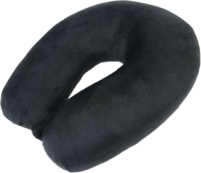 Wolf Essentials Adult Cozy Soft Microfiber Neck Pillow, Compact, Perfect for Plane or Car Travel, Black (Pack of 2)