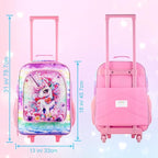 Girls Luggage, Kids Sequins Rolling Luggage, Cute Unicorn Travel Carry on for Elementary Preschool Toddler