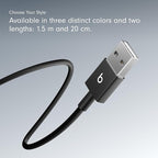Beats USB-A to USB-C Woven Cable Fast Charging Durable and Tangle-Free Design Compatible Charger for Apple & Android Devices (1.5 m, 5 ft) - Bolt Black