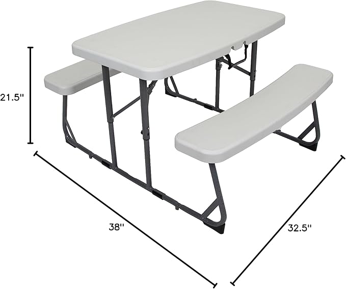 Stansport Compact Portable Kids Picnic Table – Foldable Space-Saving Design with Locking Legs – Lightweight Children’s Picnic Set for Travel, Parks, Campsite – Durable Steel Frame & Easy Clean Surface