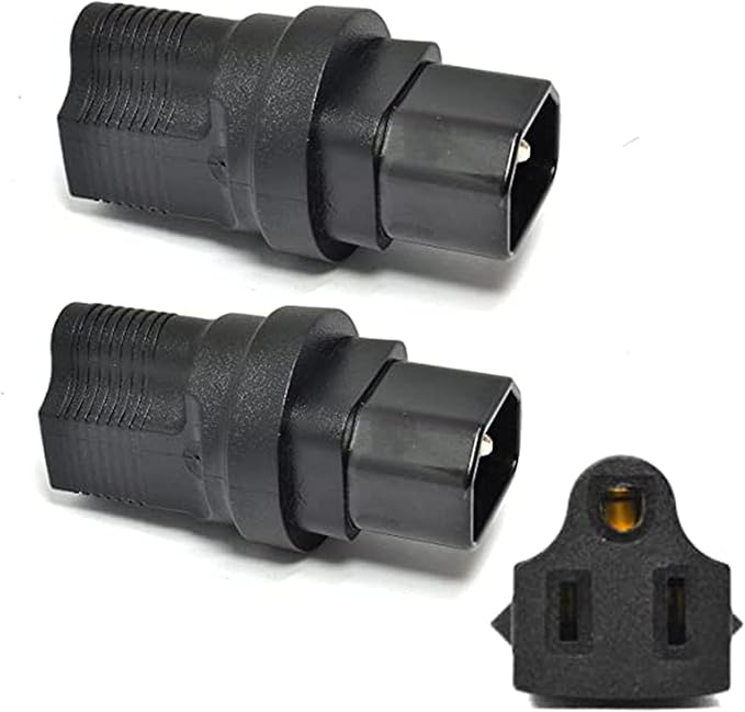 Ceptics IEC USA NEMA 5-15R to IEC 60320-C14 Adapter Plug - ETL Certified - Industrial Grade (IG-320-2PK),Black
