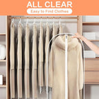 Garment Bag Clear for Long Dress (24'' x 60'' Set of 6) Clothing Suit Bags for Closet Storage Wedding Dress Garment Bags with Zipper Gown Garment Cover for Long Dresses