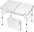 Sportneer Camping Table: Adjustable Height Small Folding Table 35.4" L x 23.6" W 2 Height with Mesh Layer - Compact & Portable Camping Essentials for Outdoor Camp Garden Picnic BBQ Dining Cooking