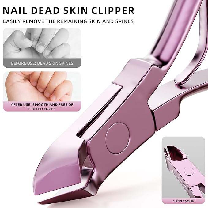 ZIZZON Professional Nail Care Kit, 12-Piece Manicure & Pedicure Grooming Set with Travel Case, Stainless Steel Nail Clippers, Cuticle Trimmer & Beauty Tools, Portable Gift Set(Pink)