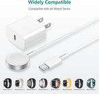 Upgraded Apple Watch Charger, Magnetic Fast Charger, USB C Charger Block Plug Adapter with 6FT iWatch Portable Wireless Fast Charging Cable Cord for iWatch Series Ultra/9/8/7/6/SE/SE2/5/4/3
