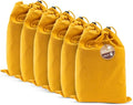 LFH Cotton Rich Shoe Storage Bags with Drawstring, Dustproof Breathable Reusable Organizer, Perfect For Travel, Dorm, Hotel, College, Gym, Easy to Carry, Machine Washable 8"x17" (Pack of 6) - Golden
