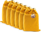 LFH Cotton Rich Shoe Storage Bags with Drawstring, Dustproof Breathable Reusable Organizer, Perfect For Travel, Dorm, Hotel, College, Gym, Easy to Carry, Machine Washable 8"x17" (Pack of 6) - Golden