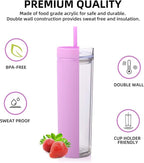 Volhoply 20oz Tumbler with Lid and Straw 8 Pack,Double Wall Plastic Skinny Tumblers Bulk,Reusable Travel Cute Coffee Mug,BPA Free Matte Acrylic Water Cups with Straw for Party,DIY Gift(Purple,8 Set)