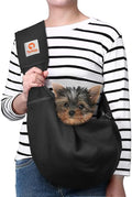 Tomkas Small Dog Cat Sling Carrier Puppy Purse Travel Wrap Soft Crossbody Pet Bag (Black, M - Zip Pocket & Adjust Strap)