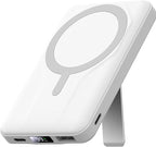 Azmuth Magnetic Wireless Power Bank 10000mAh, 15W Portable Charger Compatible with MagSafe for iPhone 17/16/15/14/13/12 Series Built-in Stand LED Display 20W PD USB-C 22.5W USB-A White