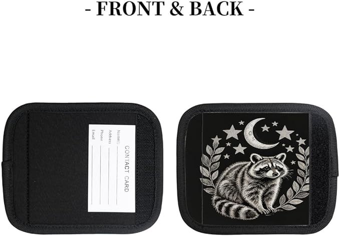 2 Pack Luggage Handle Wrap with Travel Tags - Non-Slip Protective Cover Soft Handle Grips Covers for Suitcase(Red Panda Starry Night)