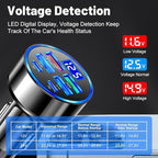 USB C Car Charger Adapter with Voltmeter Compatible with iPhone 16 15 14 13 12 11, Android, Samsung, 120W 6 in 1 Multi-Port Super Fast Charging Cigarette Lighter USB Charger