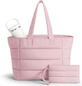 Puffer Tote Bag with Pouch,Women's Lightweight Quilted Shoulder Bag,15.6"/17.3" Laptop Travel Weekender for Work & Nurses