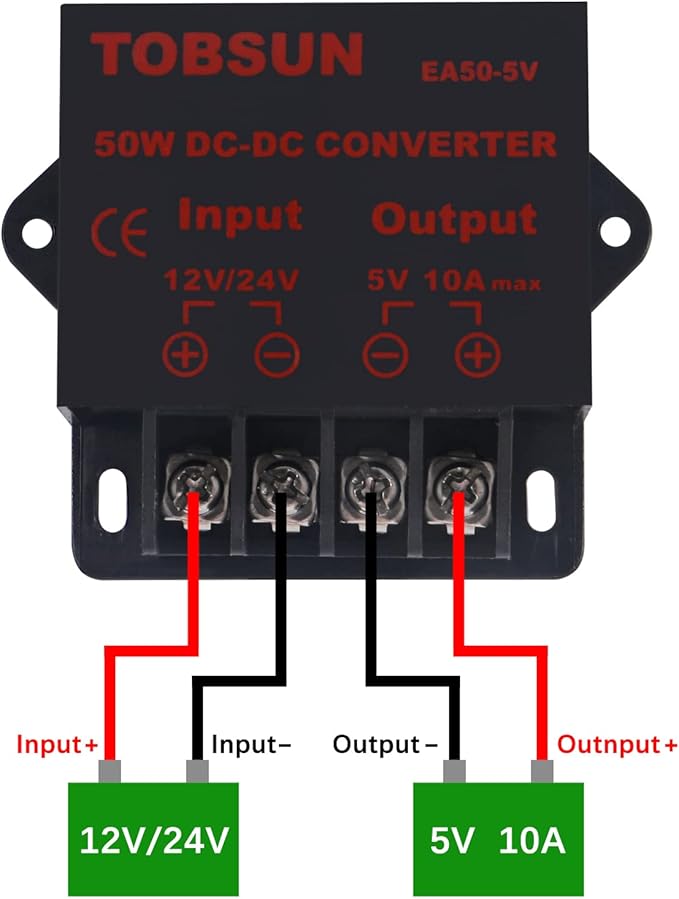 2-Pack 12V to 5V Converter, DC 12V 24V to 5V 10A Step Down Converter Adapter DC Voltage Reducer Regulator Power Supplies Transformer Module