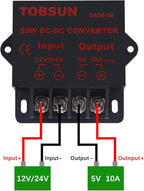 2-Pack 12V to 5V Converter, DC 12V 24V to 5V 10A Step Down Converter Adapter DC Voltage Reducer Regulator Power Supplies Transformer Module