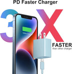 iPhone 17 16 15 Charger Fast Charging 3+3Pack 20W USB C Wall Charger with 6FT Fast Charging Cable Compatible with iPhone 17/17 Air/17 Pro/17 Pro Max/iPhone 16/15 Series, iPad Pro/AirPods -Blue