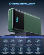 Portable Charger Power Bank 50000mAh, USB-C PD 30W Fast Charging External Battery Pack with 4 Outputs & 2 Inputs, Portable Phone Charger for iPhone 17/1615/14/13/12/11 Samsung Android (Dark Green)