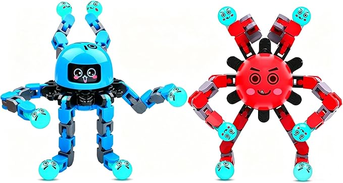 Transformable Fidget Spinner Toys for Kids and Adults,2 Pcs Sensory Toy for Boys Girl ADHD Stress Relief Toys,Fingertip Gyros Travel Toy Party Favors for Teens Birthdays Gifts Easter Present