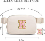 Gitus Belt Bag Fanny Pack Crossbody Bags with Initial Letter Patch Cute Stuff Birthday Gifts for Teenager Girls Trendy Preppy Stuff for Teen Girls(Beige-K)