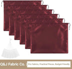 Q&J Fabric Co. 6 Pack Satin Dust Bags for Purses and Handbags - Purse Storage Organizer with Drawstring, Dustproof Travel Storage Pouches for Handbags, Shoes, Boots & Clothes (15.7"x19.7", Burgundy)