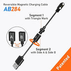 2-Pack AB284 Reversible Smart Watch Charger – Innovative Magnetic Charging Cable, Solves Polarity Mismatch, Universal for All 2.84mm-Pin-Pitch Devices: Select Bone Conduction & Open-Ear Headphones