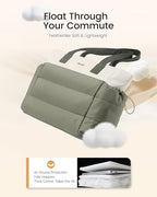 LOVEVOOK Tote Bag for Women with Giant Tumbler Holder Pocket, Puffer Work Travel Laptop Handbag with Zipper for Nurse Teacher
