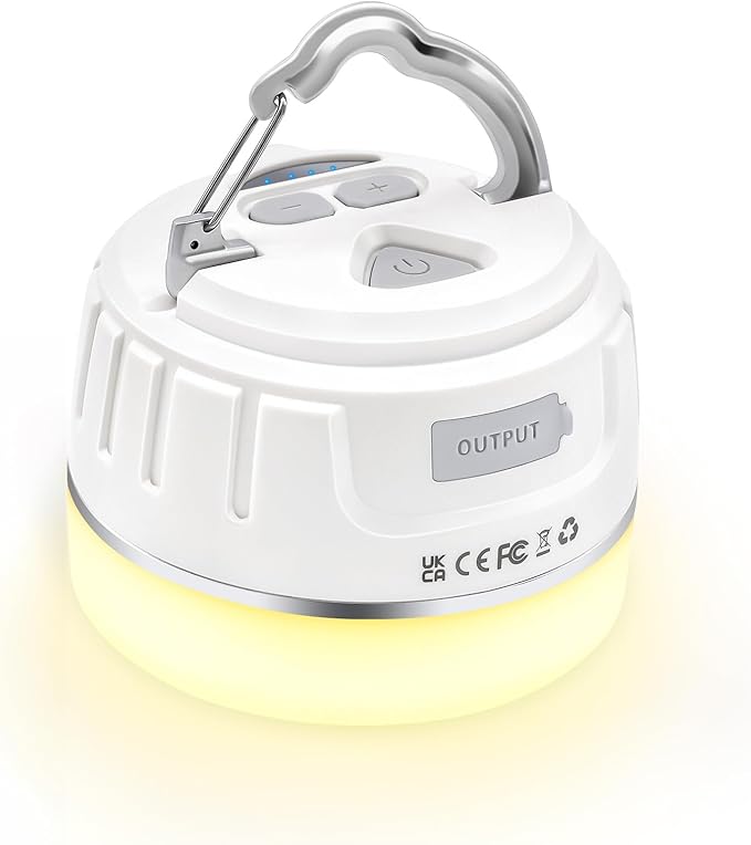 Yonktoo Rechargeable LED Camping Lantern 1000LM, 300H Runtime, 6400mAh, IPX5 Waterproof Tent Light for Camping, Hiking, Power Outages, Home, Emergency Use - Standard Edition,White