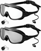 Swim Goggles 2 Pack, Wide View Anti Fog&UV Swimming Goggles for Audlt, No Leak Pool Beach Essentials for Men Women