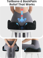 Benazcap Large Memory Foam Office Chair Cushion Seat Pad, Ergonomic Seat Cushion for Sciatica, Tailbone & Back Pain Relief, Car Seat Cushions for Driving