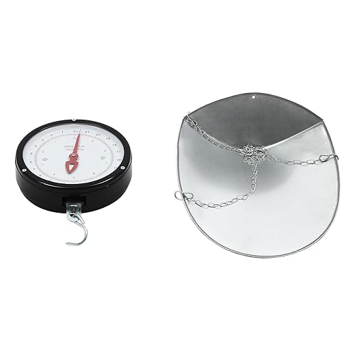 Double-Sided Dial Hanging Scale,22LBS Mechanical Hanging Scale,Commercial Circular Hanging Scale with Chain for Deli,Restaurants,Supermarkets,Grocery Stores (Black)