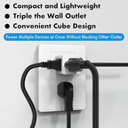 POWERCORDS 3 Power Blocks Outlet Splitter,Grounded Wall Tap, 3-Prong Plug Adapter AC Multi Plug Wall Outlet, Power Splitter, Cruise Essentials, for Home Office School Dorm, UL Listed,Assorted Color