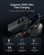 CUKTECH 100W Power Bank, 10000mAh Portable USB C Charger with Smart TFT Display, PD3.0 Fast Charging Compatible iPhone 16/15 Series, Samsung Galaxy S24/S23, iPad Air/Pro, MacBook, Dell etc.